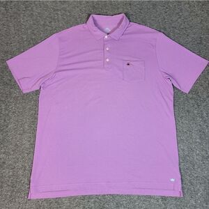 Peter Millar Seaside Mens Golf Polo Shirt Size XL Purple Cotton Pocket On Chest
